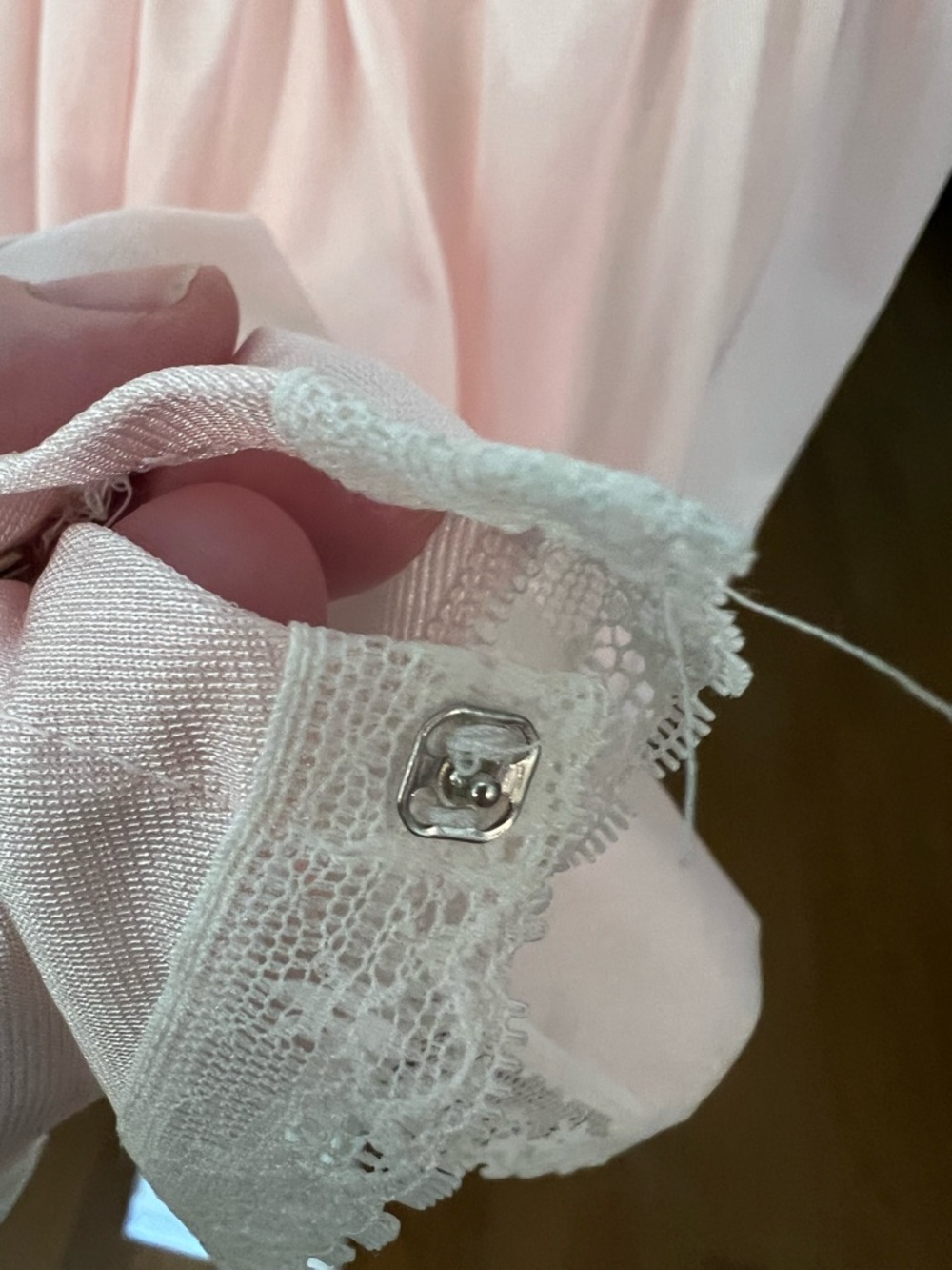 Vintage Pink Lace Satin Babydoll Nightgown Slip M USA Romantic Fairycore Bridal - Picture 5 of 10